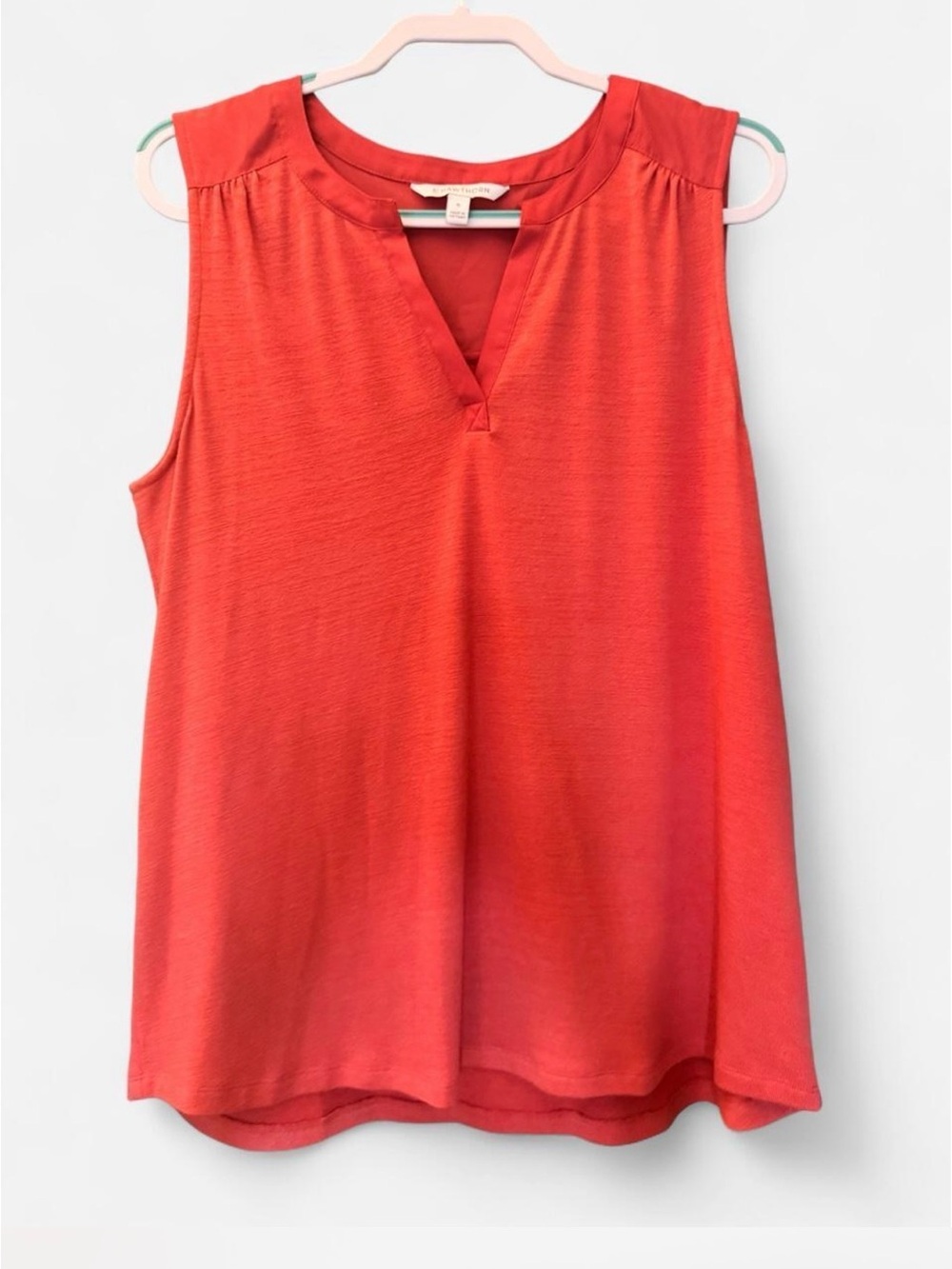 XL Sleeveless Terra Cotta V-Neck Women's Top w satin back detail